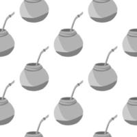 Calabash for yerba mate drink seamless pattern. vector