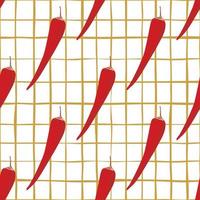 Chilli seamless pattern on stripe background. Chile peppers wallpaper. vector