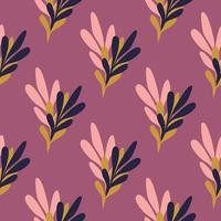 Seamless pattern with geometrical leaves in retro style. vector