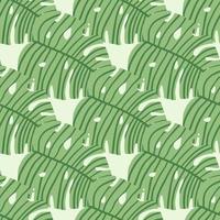 Geometric monstera leaves on light background. Botanic seamless pattern. vector