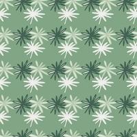 primavera daisy garabato siluetas de patrones sin fisuras. estampado estilizado dibujado a mano en tonos verdes y blancos. vector