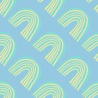 Bright pastel design rainbows in yellow and blue colors. Scandinavian seamless pattern. vector