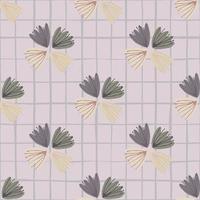 Pale flower bus silhouettes seamless pattern. Light grey background. Beige and dark botanic elements. vector