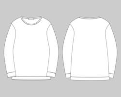 Outline technical sketch for men sweatshirt. Vector mockup template jumper.