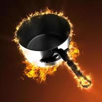 empty pan in fire photo