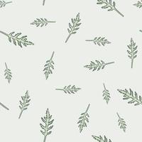 Seamless pattern bunch arugula salad on beige background. Minimalistic ornament with lettuce. vector