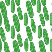 Geometric cucumber seamless pattern on white background. Doodle cucumbers vegetable endless wallpaper vector