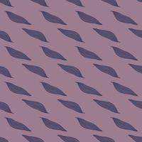 Geometric line leaves patternon lilac background. vector