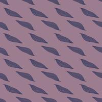 Geometric line leaves patternon lilac background. vector