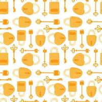 Key and lock seamless pattern isolated on white background. vector