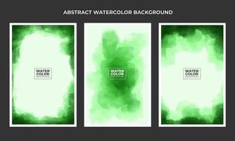 Set of abstract green smoke watercolor background vector