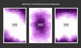 Set of abstract watercolor purple smoke background