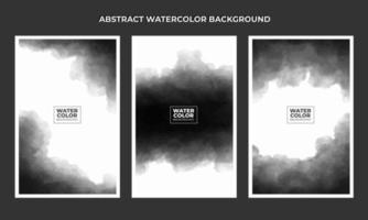 Set of abstract watercolor grayscale smoke background vector