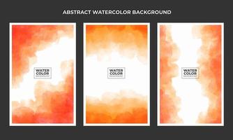 Set of abstract orange smoke watercolor background vector