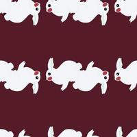 Seamless pattern of rabbit. Domestic animals on colorful background. Vector illustration for textile.