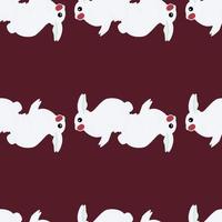 Seamless pattern of rabbit. Domestic animals on colorful background. Vector illustration for textile.