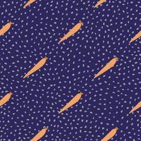 Geometric orange carrot seamless pattern on dots background. vector