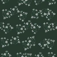 Random seamless pattern with simple daisy flower bouquet ornament. Dark tones nature print. vector