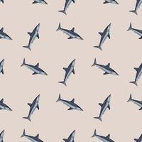 Seamless pattern shark Mako on light pink background. Animal templates for fabric. vector