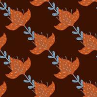 Lily abstract seamless pattern. Hand drawn flower background. vector
