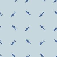 White shark seamless pattern in scandinavian style. Marine animals background. Vector illustration for children funny textile.