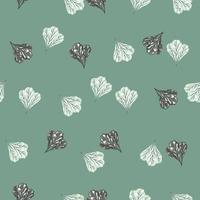 Seamless pattern bunch mangold salad on pastel turquoise background. Abstract ornament with lettuce vector