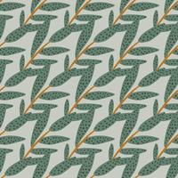 Geometric branches with leaves seamless pattern on gray background. Botanical leaf vector endless wallpaper.