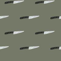 Minimalistic cooking seamless pattern with acute knife shapes. Pale green background. Cooking tools print. vector