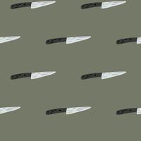 Minimalistic cooking seamless pattern with acute knife shapes. Pale green background. Cooking tools print. vector