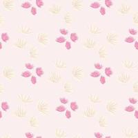 Pastel light seamless pattern with thorn flower bud silhouettes. Pink colored ornament. Simple floral backdrop. vector