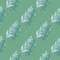 Simple botanic branches ornament seamless pattern. Green and blue tones palette on stylized artwork. vector