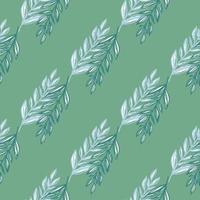 Simple botanic branches ornament seamless pattern. Green and blue tones palette on stylized artwork. vector