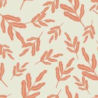 Scrapbook seamless pattern with orange colored leaves ornament. Light blue background. Random print. vector