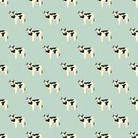 Seamless pattern cow on mint background. Texture of farm animals for any purpose. vector