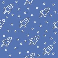 Space, rockets and stars. Seamless pattern with spaceships. Cosmos background. Vector illustration on striped background