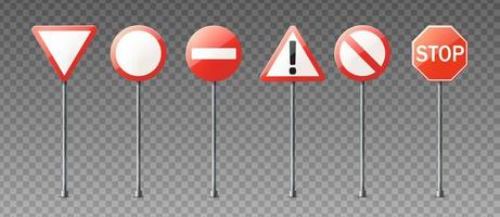 Vector realistic collection of warning and information road signs.