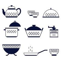utensilios de cocina para cocinar. conjunto vectorial de accesorios de cocina. artículos de cocina, equipo de cocina. vector