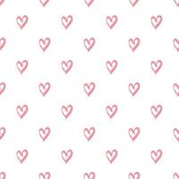 Simple geometric pink hearts seamless pattern on white background. vector