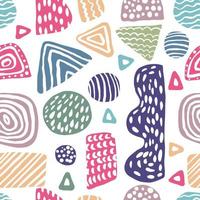 Creative freehand colored shapes seamless pattern. Simple design vector