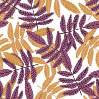 Seamless pattern with outline leaves. Botanical wallpaper. Summer vintage leaf. vector