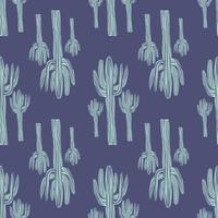 Geometric cacti wallpaper. Abstract cactus seamless pattern on blue background. vector