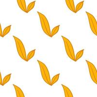 Isolated seamless pattern with yellow contoured simple flowers print. White background. Doodle style. vector