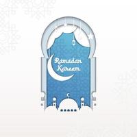 Ramadan kareem paper cut illustration art for social media post vector