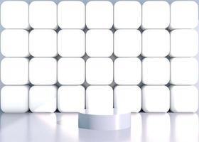 Minimal scene with geometrical forms, podiums in cream background with shadows. Scene to show cosmetic product, Showcase, shopfront, display case. 3d photo