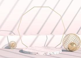 Minimal scene with geometrical forms, podiums in cream background with shadows. Scene to show cosmetic product, Showcase, shopfront, display case. 3d photo