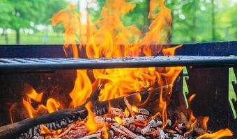 wood and fire in camp on the nature photo