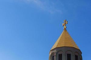 Armenian church cross sky photo