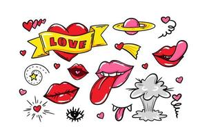 Love Sticker pack. Vector illustration. Valentines Day design elements