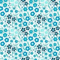 Colourful seamless pattern with simple blue flowers vector