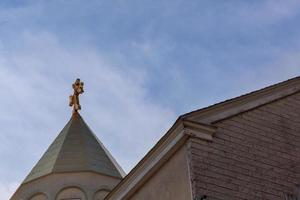 Apostolic Armenian church cross sky photo